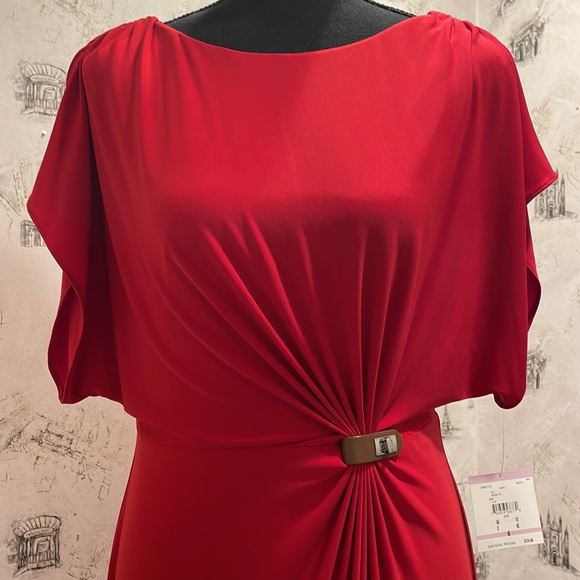 Anne Klein Red Dress with Flutter Sleeves - Picture 3 of 8